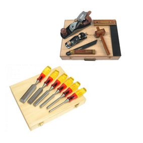 Irwin Marples 6pc  Splitproof M373 Wood Chisels 6-32mm + 5pc Plane Set + Box