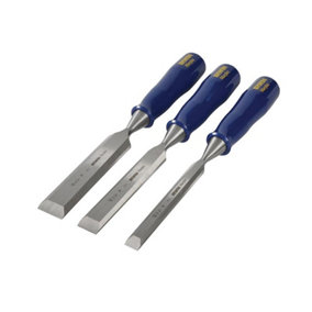 IRWIN Marples - M444 Bevel Edge Chisel Blue Chip Handle Set, 3 Piece