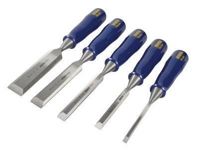 Irwin Marples TM444/S5 M444 Bevel Edge Chisel Blue Chip Handle Set 5 ...