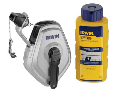 Irwin Strait-Line 30M Chalk Reel Set with 113g Blue Chalk for Precision Marking