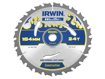 IRWIN - Weldtec Circular Saw Blade 184 x 16mm x 24T ATB