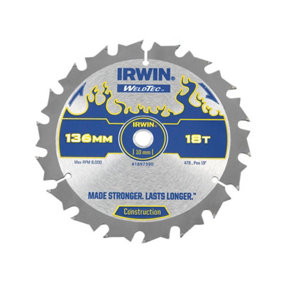 IRWIN - Weldtec Cordless Circular Saw Blade 136 x 10mm x 18T ATB