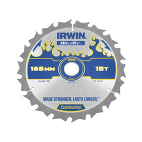 IRWIN - Weldtec Cordless Circular Saw Blades 165 x 20mm x 18T ATB