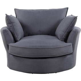 Irwin Woven Textured Fabric Ash Grey Coloured Swivel Based Cuddle Chair