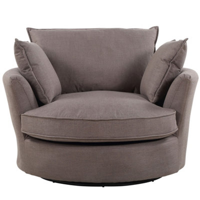 Irwin Woven Textured Fabric Brown Coloured Swivel Based Cuddle Chair