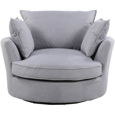 Irwin Woven Textured Fabric Grey Coloured Swivel Based Cuddle Chair