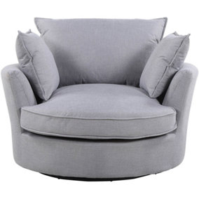 Irwin Woven Textured Fabric Grey Coloured Swivel Based Cuddle Chair