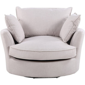 Irwin Woven Textured Fabric Sandy Coloured Swivel Based Cuddle Chair