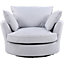 Irwin Woven Textured Fabric Smoke Grey Coloured Swivel Based Cuddle Chair