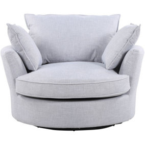 Irwin Woven Textured Fabric Smoke Grey Coloured Swivel Based Cuddle Chair