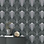 Isadora Grey Silver Art Deco Retro Wallpaper Debona Paste The Wall Glitter Textured Vinyl