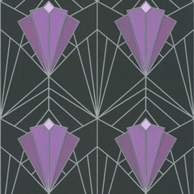 Isadora Purple Silver Wallpaper Debona Paste The Wall Glitter Textured Vinyl