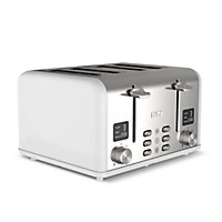 ISEO 4 slice digital toaster, High Lift & Extra Wide Slots, 6 Browning Settings, Bagel Feature, White