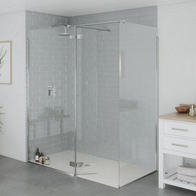 Island Lite St Lucia Walk In Shower Enclosure 800mm with a 300mm Hinged Flipper Panel and a 800mm Side Panel