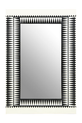 Issey Wall Mirror, Black, White, Natural, Glass, Wood
