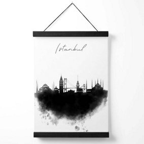 Istanbul Watercolour Skyline City Medium Poster with Black Hanger
