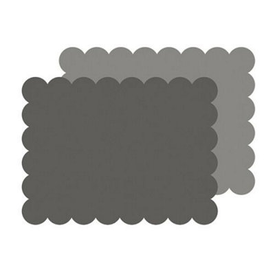 iStyle 2-Tone Grey Scalloped Flexi Set of 2 Faux Leather Placemats