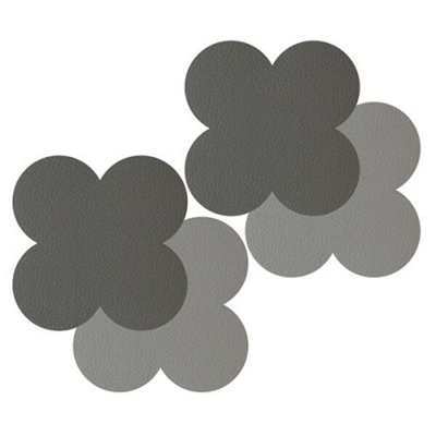 iStyle 2-Tone Grey Scalloped Flexi Set of 4 Faux Leather Coasters