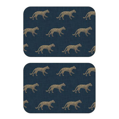 iStyle Luxe Cheetah Set of 2 Velvet Backed Placemats