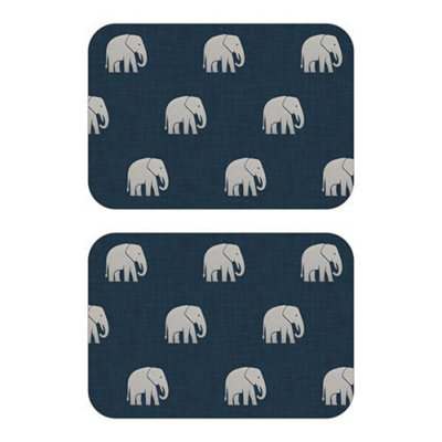 iStyle Luxe Elephant Set of 2 Velvet Backed Placemats