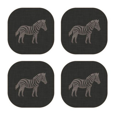 iStyle Luxe Zebra Set of 4 Velvet Backed Coasters