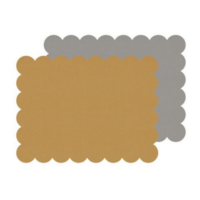 iStyle Mustard and Grey Scalloped Flexi Set of 2 Faux Leather Placemats