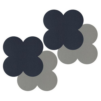 iStyle Navy and Grey Scalloped Flexi Set of 4 Faux Leather Coasters