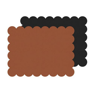 iStyle Rust and Black Scalloped Flexi Set of 2 Faux Leather Placemats