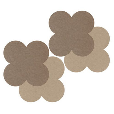 iStyle Taupe and Sandstone Scalloped Flexi Set of 4 Faux Leather Coasters