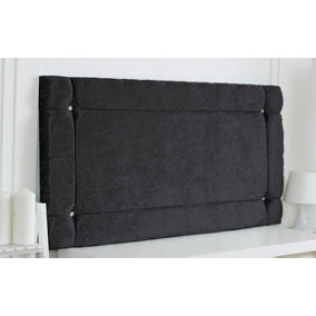 Italia Crushed Velvet 2ft6 Small Single 20" Headboard -  Black