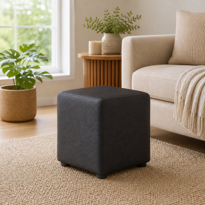 Italian Leather Cube Seating Italian Leather - Black