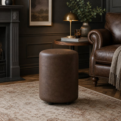 Italian Leather Round Stools : Dimensions - 360mm (W) x 430mm (H ...