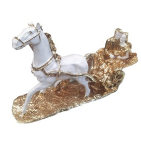 Italian Style Horse Carriage White Gold Wedding Romany Gypsy Shelf Sitter