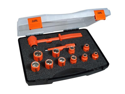 ITL 12-Piece Insulated Socket Set with Safe Reversible Ratchet for Electrical Work