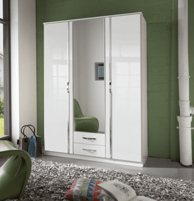 Ivana German White Gloss 3 Door Wardrobe