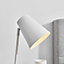 IVO Sleek Matte White and Silver Chrome Metal Table Lamp Light Including A Rated Energy Efficient LED Bulb