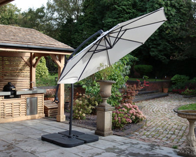 Ivory 3m Deluxe Pedal Operated Rotational Cantilever Powder Coated Parasol with Cross Stand