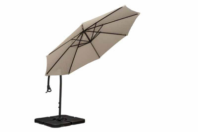 Ivory 3m Deluxe Pedal Operated Rotational Cantilever Powder Coated Parasol with Cross Stand
