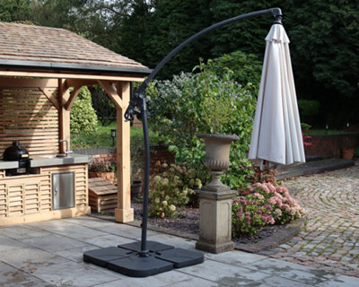 Ivory 3m Deluxe Pedal Operated Rotational Cantilever Powder Coated Parasol with Cross Stand - 4