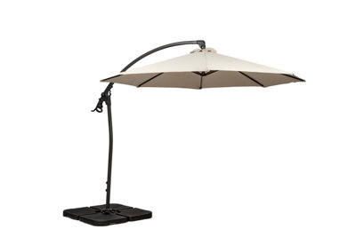 Ivory 3m Deluxe Pedal Operated Rotational Cantilever Powder Coated Parasol with Cross Stand - 5