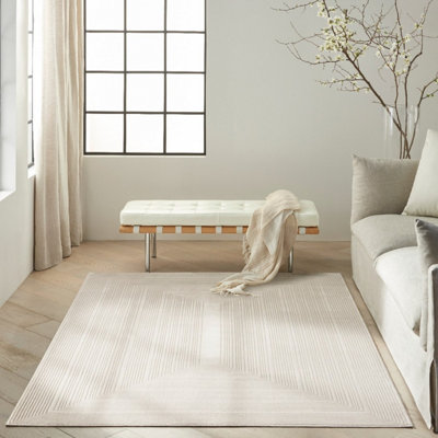 Ivory Abstract,Modern Easy to clean Rug for Bedroom & Living Room-274cm X 366cm