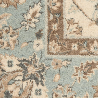 Ivory Aqua Luxurious Traditional Easy to clean Rug for Dining Room Bed ...