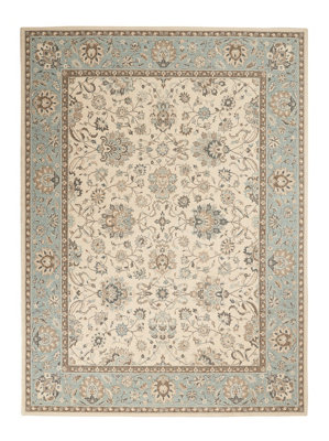 Ivory Aqua Luxurious Traditional Easy to clean Rug for Dining Room Bed ...