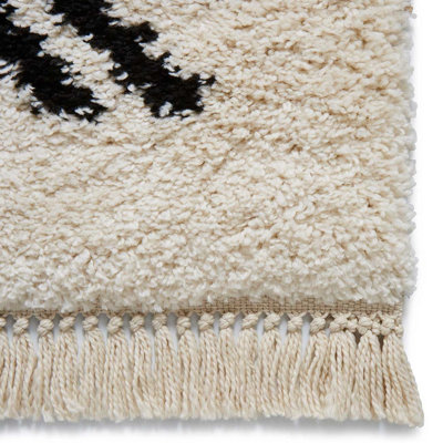 Ivory/Black Geometric Rug For Living Room Dinning Room Utility Room ...