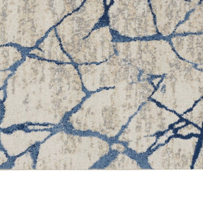 Ivory Blue Abstract Modern Rug For Dining Room-229cm X 300cm