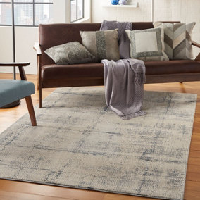 Ivory Blue Dotted Luxurious Modern Easy to Clean Rug For Bedroom & Living Room-160cm X 221cm