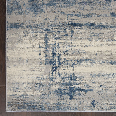 Ivory Blue Luxurious Abstract Modern Machine Made Easy to Clean Rug for Living Room Bedroom and Dining Room-120cm X 180cm