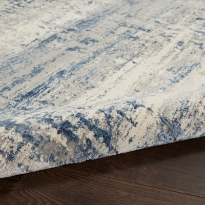 Ivory Blue Luxurious Abstract Modern Machine Made Easy to Clean Rug for Living Room Bedroom and Dining Room-120cm X 180cm