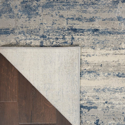 Ivory Blue Luxurious Abstract Modern Machine Made Easy to Clean Rug for Living Room Bedroom and Dining Room-120cm X 180cm