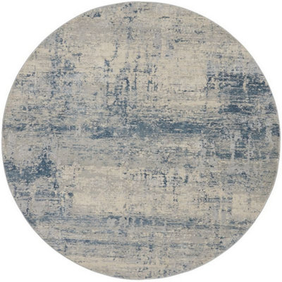 Ivory Blue Luxurious Abstract Modern Machine Made Easy to Clean Rug for Living Room Bedroom and Dining Room-120cm X 180cm